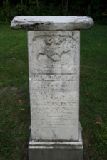 The tombstone for Mary Morrow. She died at 31 on April 18, 1857.