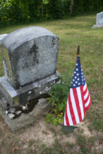 The tombstone for Civil War veteran John Evartz and his wife Julia.