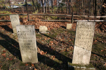 Tombstones of Jacob and Hannah Pickering, husband and wife. Jacob was born in 1783 and died on January 14, 1860. Hannah was born in 1792 and died in 1858.
